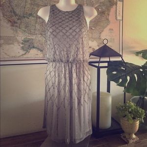 Silver beaded cocktail dress