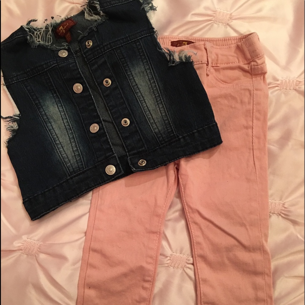 7 for all mankind pink jeans and vest