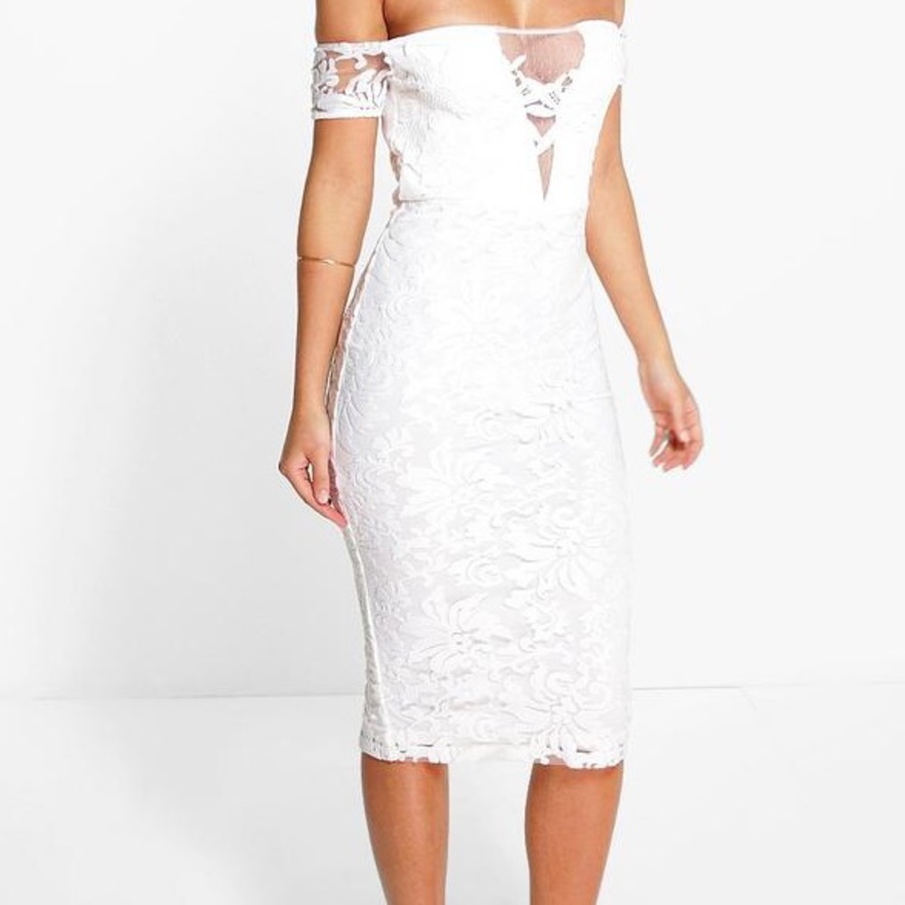 Lace Off shoulder midi dress