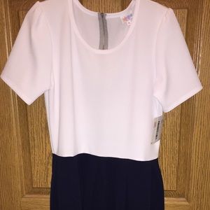 LuLaRoe Amelia XL White/Navy Blue