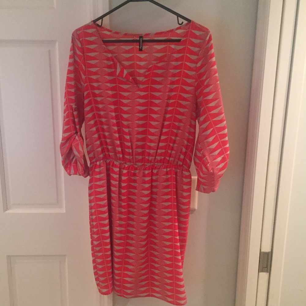 Carmella red and gray dress. Large.