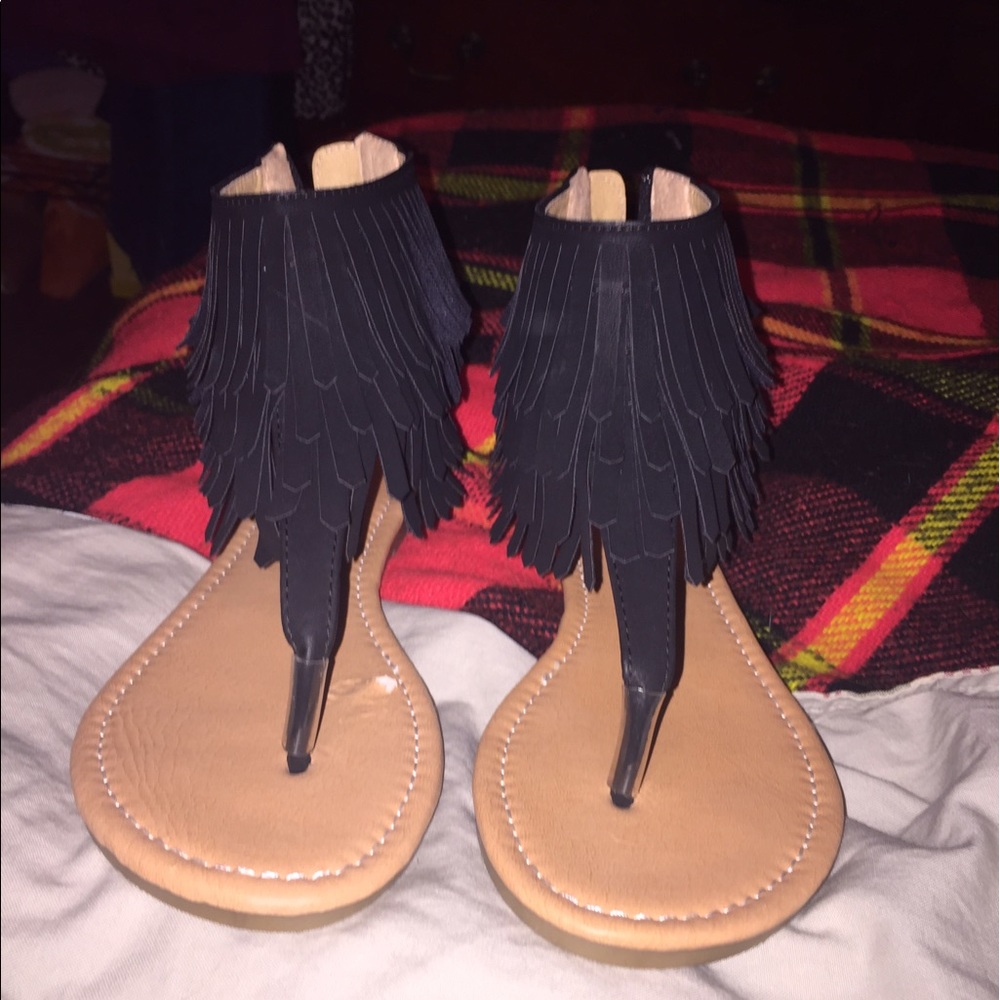 Black Fringe sandals size 5.5/6
