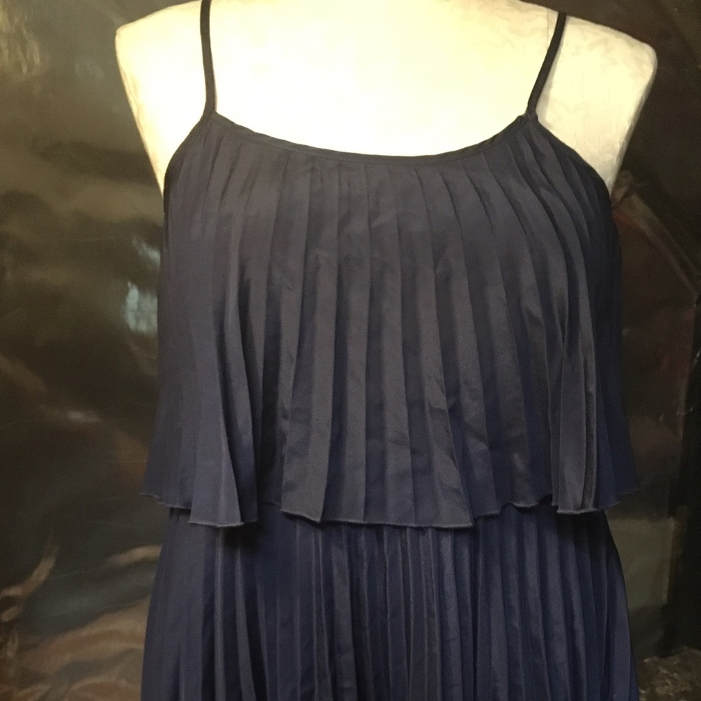 Navy Blue Pleated Dress