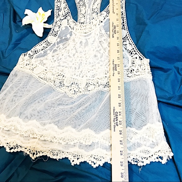 🎉HP🎉Bohemian Crochet Lace White Top Hippie Gypsy - Picture 6 of 7