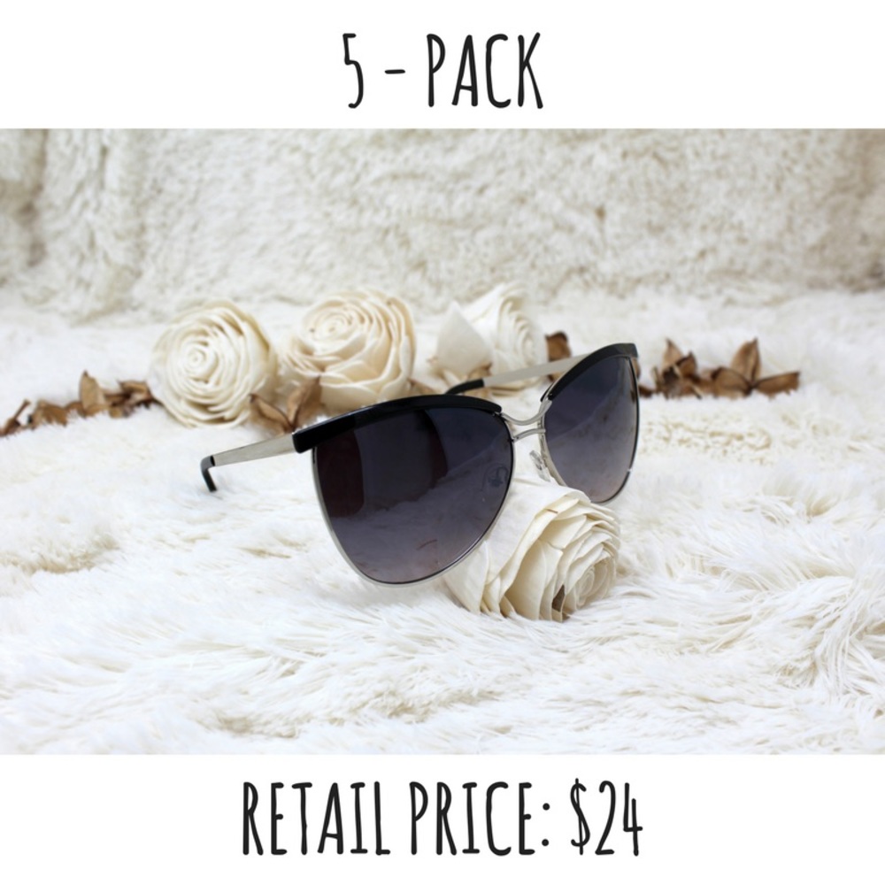 📦 5-PACK PURPLE-TINT CAT-EYES SUNGLASSES