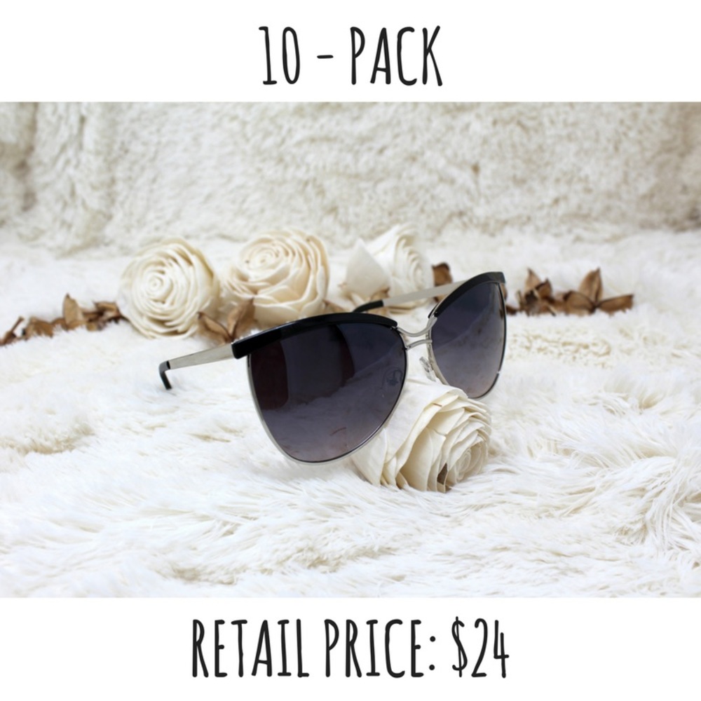 📦 10-PACK PURPLE-TINT CAT-EYES SUNGLASSES