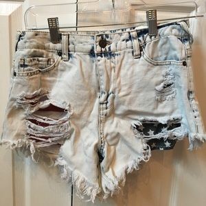 High wasted American flag shorts