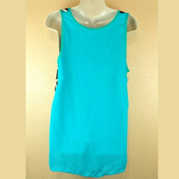 Chiffon Hi Low Tank Top M Boutique Argyle Diamond - Picture 2 of 4