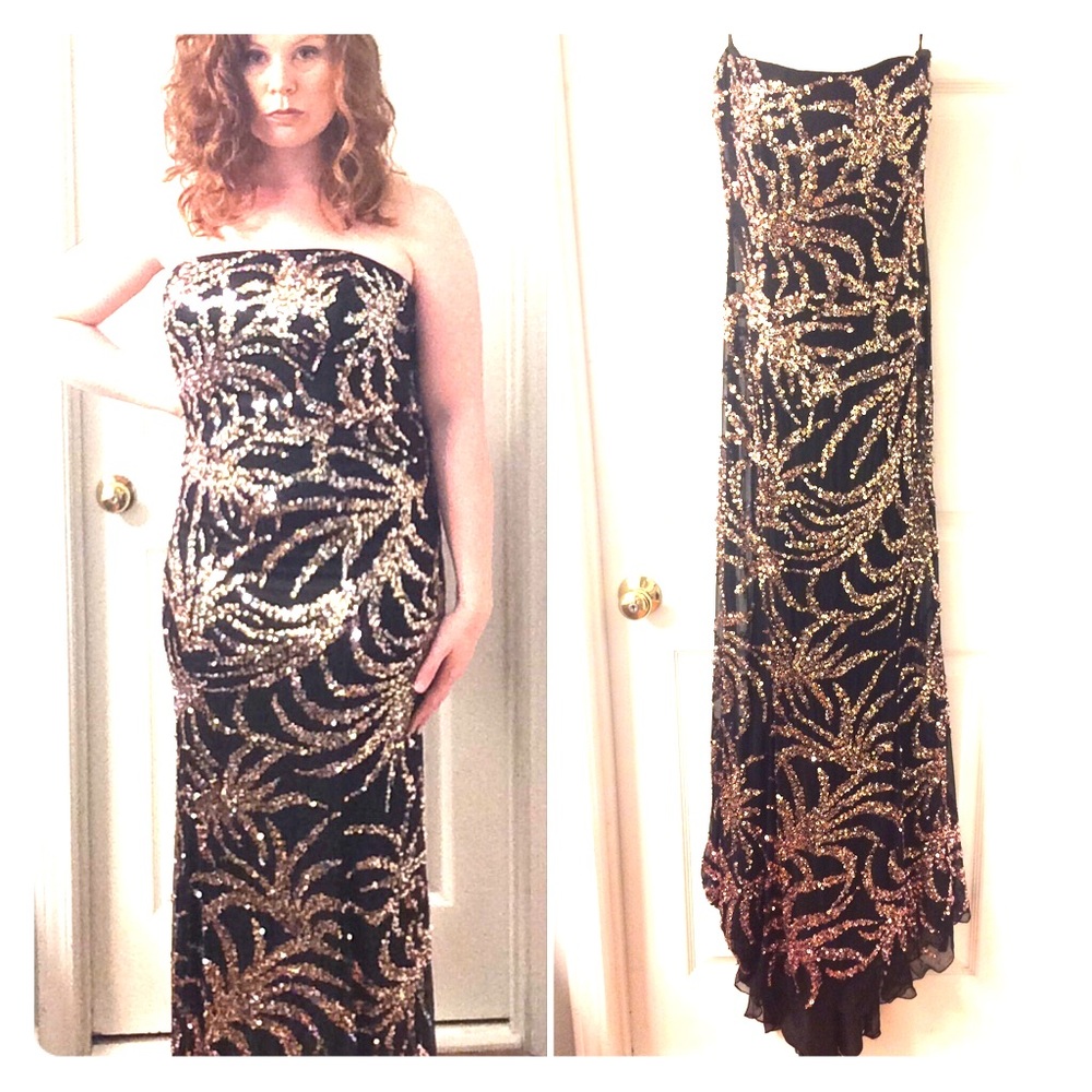 Formal Floor Length Dress Sparkle Firework Pattern