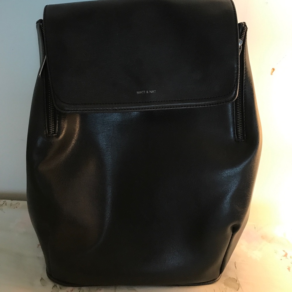 Black leather backpack