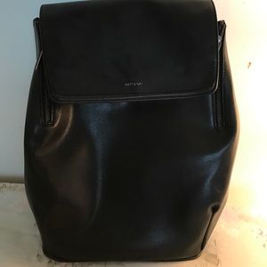 Black leather backpack