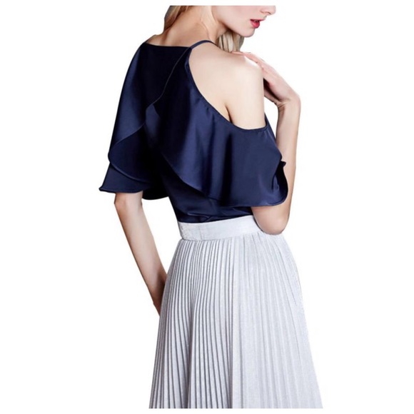 Ruffle Silky Halter Top - Picture 3 of 3