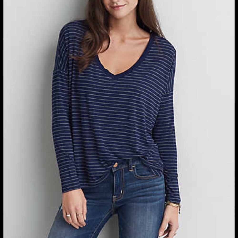 American Eagle Drop Shoulder Long Sleeve Top S