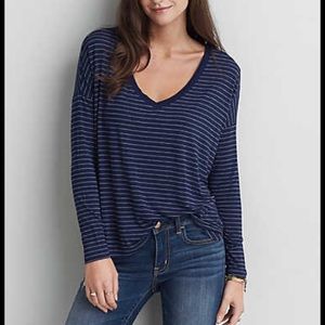 American Eagle Drop Shoulder Long Sleeve Top S