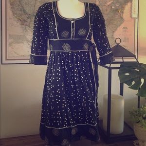 Black print boho dress