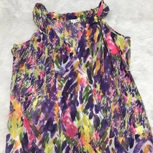 CAbi Petals Floral Draped Sleeveless Tank Blouse