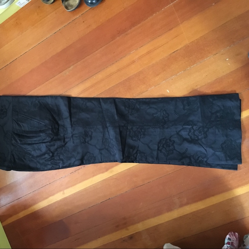 Black Silk Brocade Pants