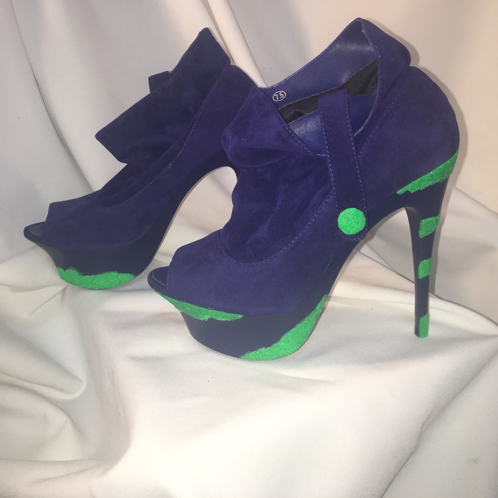 Custom One & Only Glitter Peep Toe Booties - image 2