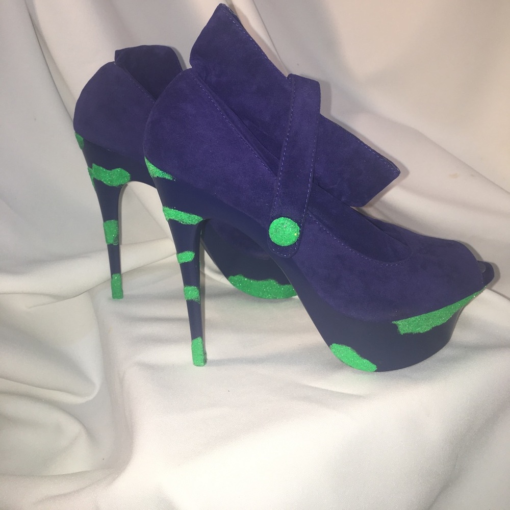 Custom One & Only Glitter Peep Toe Booties - image 4