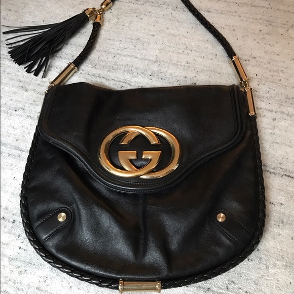 gucci black tassel bag