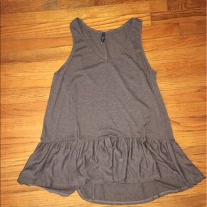 Brown tank with ruffle bottom