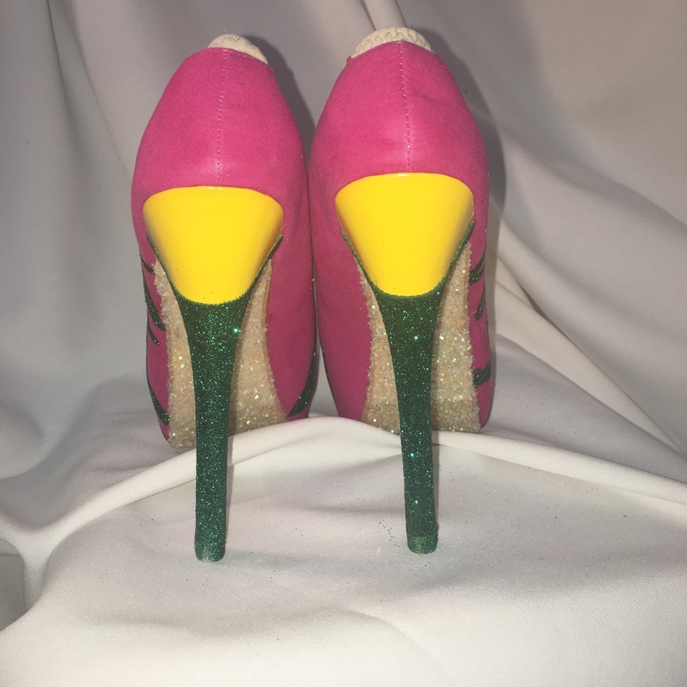 Custom One & Only Aka Color Peep Toe Glitter Pumps - image 3