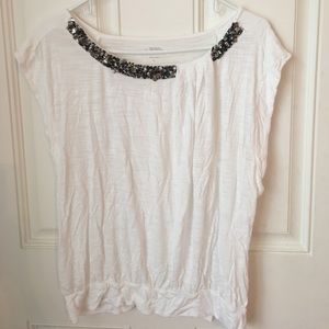 Ann Taylor Loft white sparkle top medium M