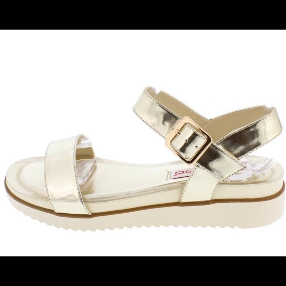 Gold Metallic Single Strap Slingback Sandal