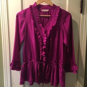 Rebecca Taylor hibiscus-colored silk blouse