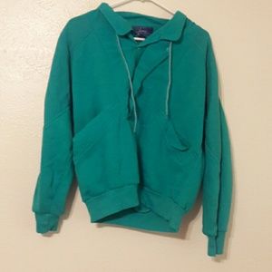 Vintage pullover sweater jacket teal blue collared