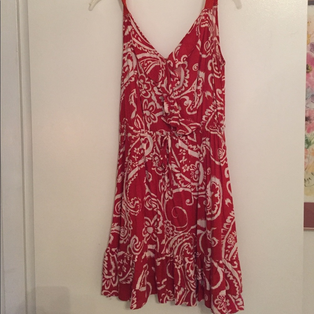Elle red and white cotton dress