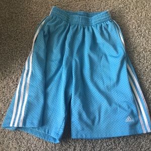 Adidas Light Blue/white stripe basketball shorts