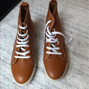 Brand new Ralph Lauren tan leather sneakers