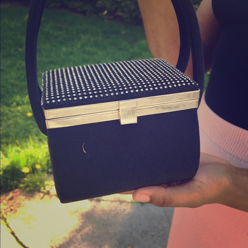Sparkly black satin bag