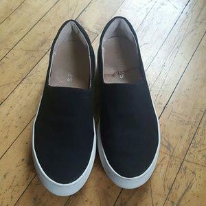Black slip on sneakers! Platform-ish