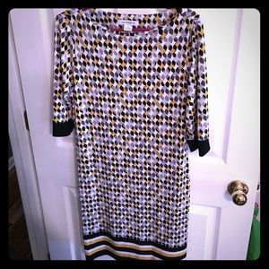 Size M Liz Claiborne Yellow Black Knee Work Dress