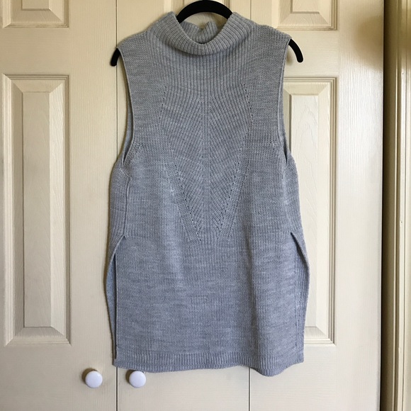Topshop Sweaters - Topshop Grey Sleeveless Mock Neck Sweater
