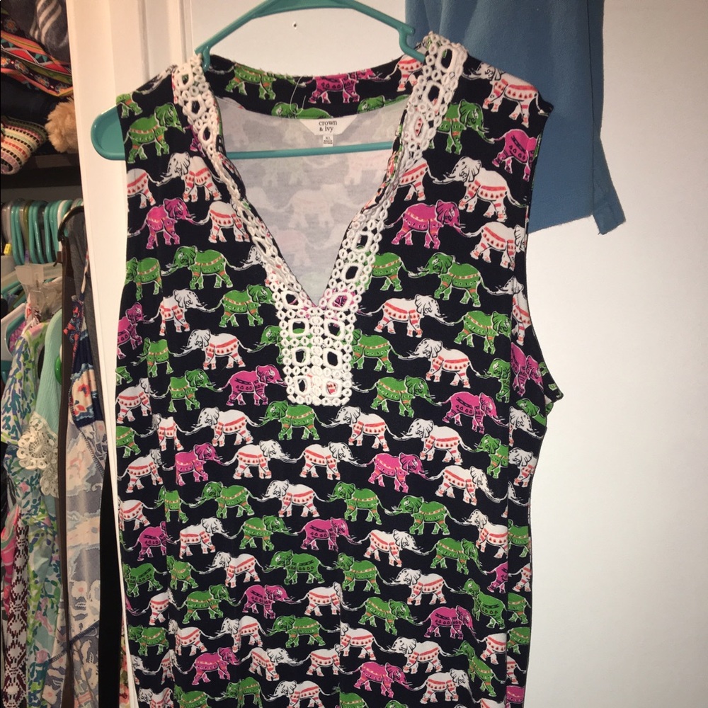 Crown & Ivy elephant print dress size XL