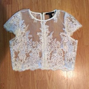 Lace back zip crop top