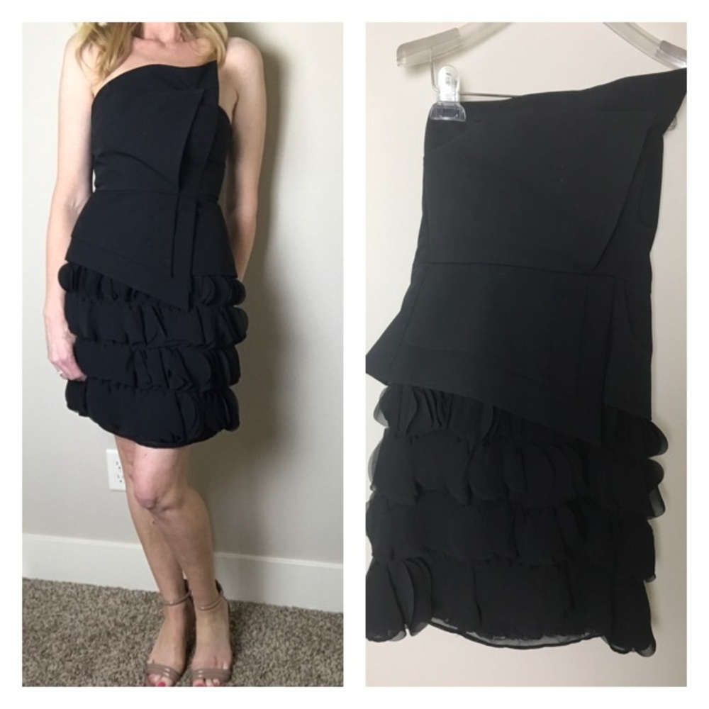 Black Halo strapless black party dress size 0