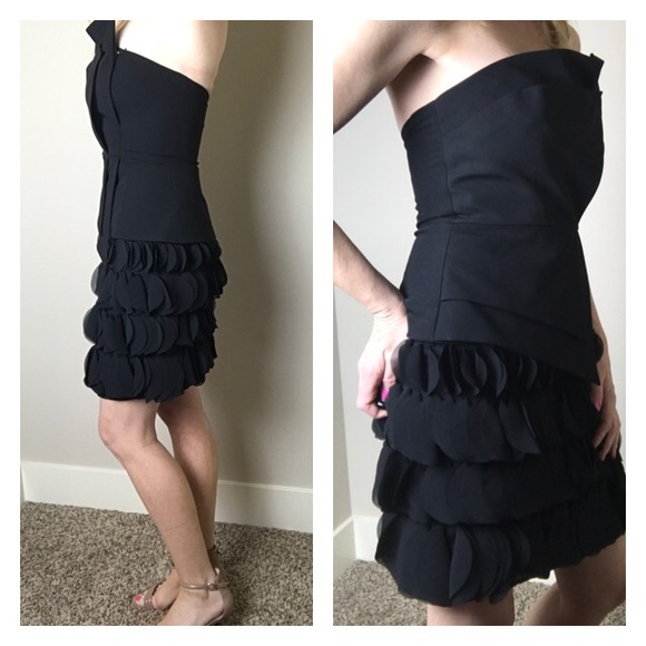 Black Halo strapless black party dress size 0 - Picture 2 of 6