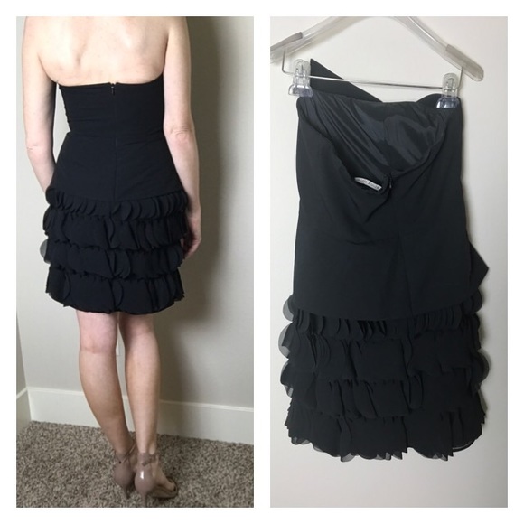 Black Halo strapless black party dress size 0 - Picture 3 of 6