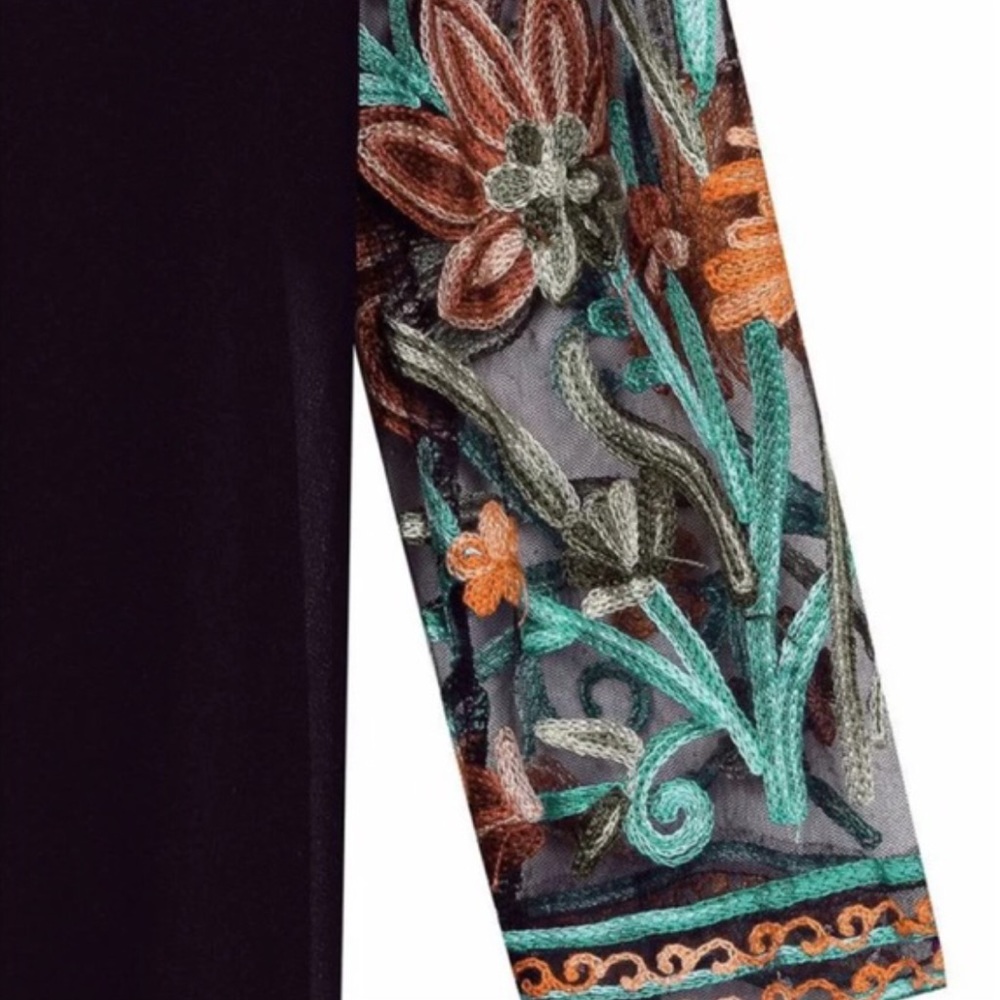 Long Floral Vintage Embroidery Boho Fringe Kimono - Picture 4 of 7