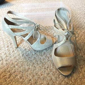 Aldo Gold Suede Heels Size 9