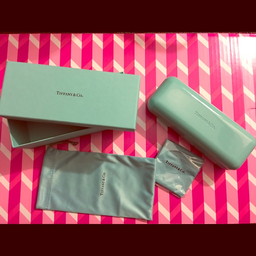 Tiffany& Co. Glasses Case, Box, Cloth and Pouch.