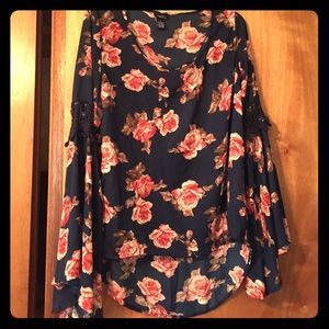 Semi-sheer floral blouse