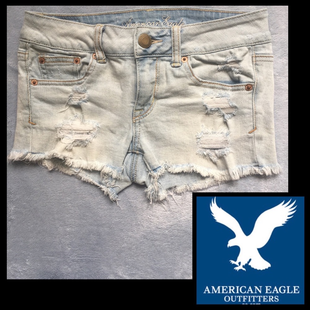 EUC American Eagle Destroyed Cut Off Denim Shorts