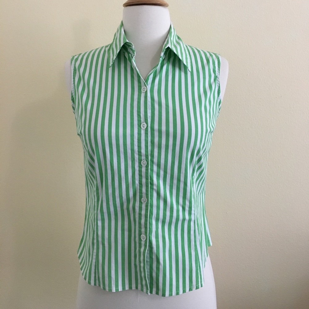 Green/White Striped Top