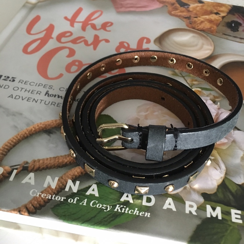 J.crew black with gold studs belt