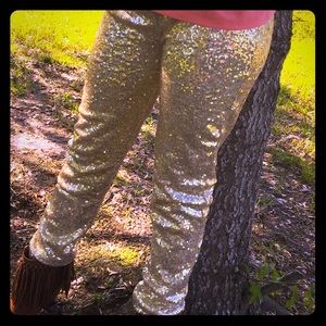 Gold sequin leggings